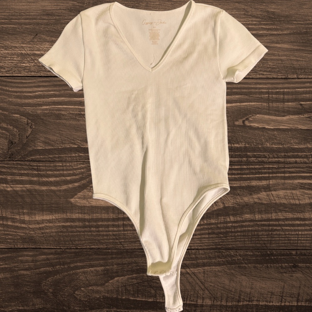 Cream V-Neck Bodysuit